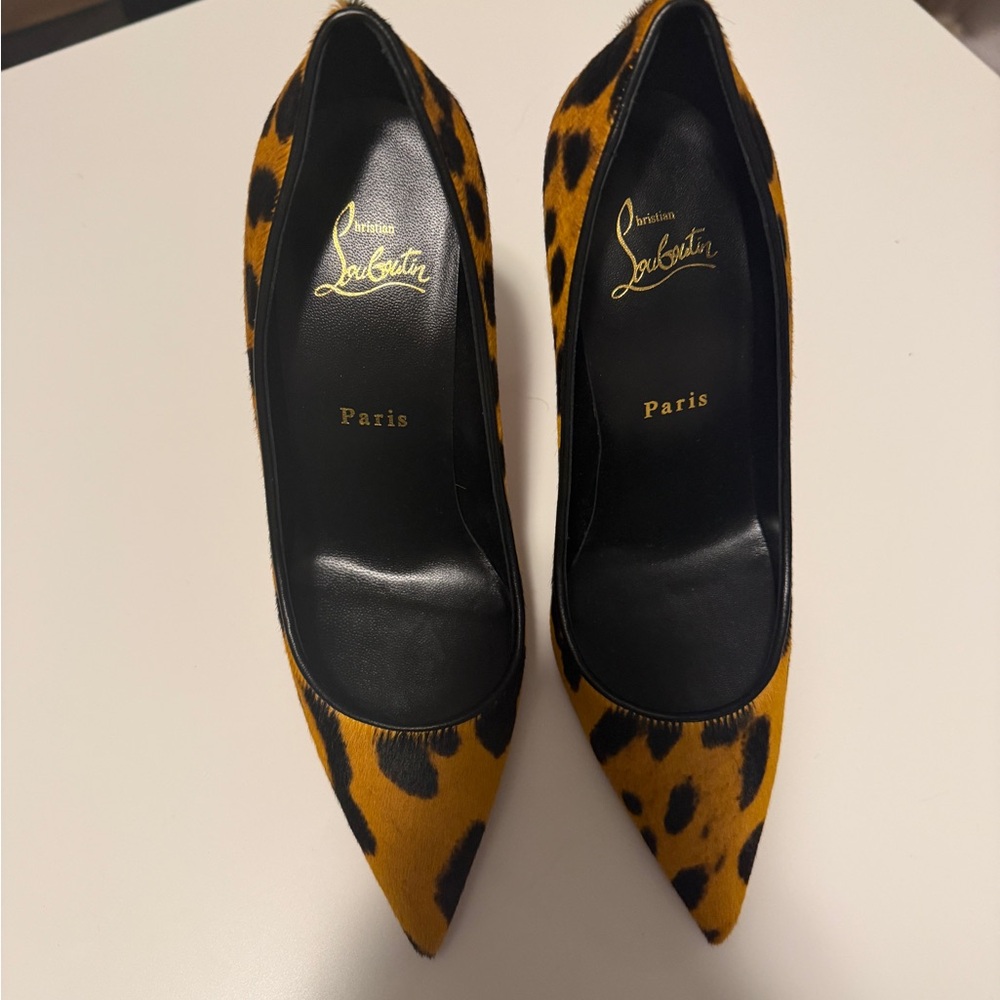 Christian Louboutin Yellow and Black Leopard Heels
